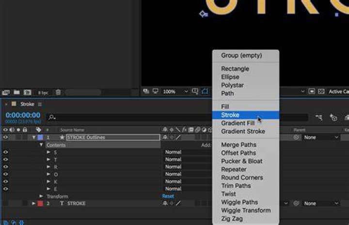 How do I change stroke size in Adobe animate?