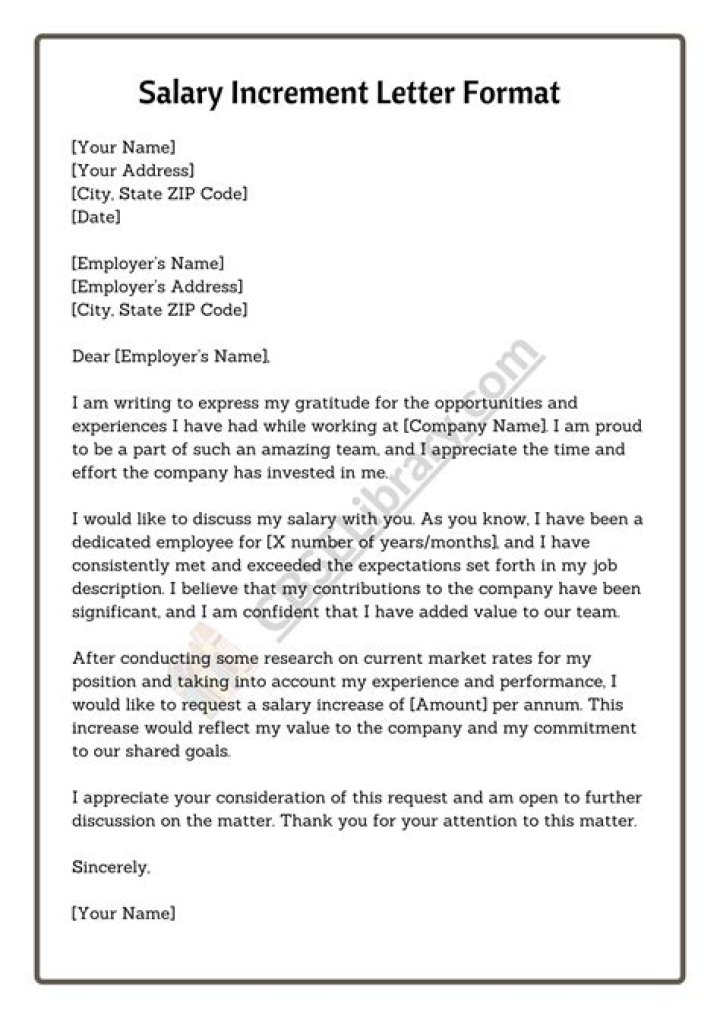 How do you write a formal salary increment for 1 year?