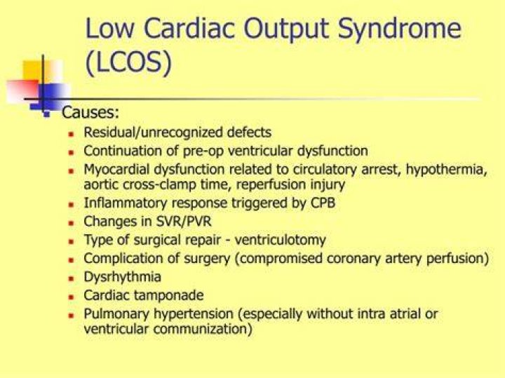 What are common symptoms of low cardiac output?